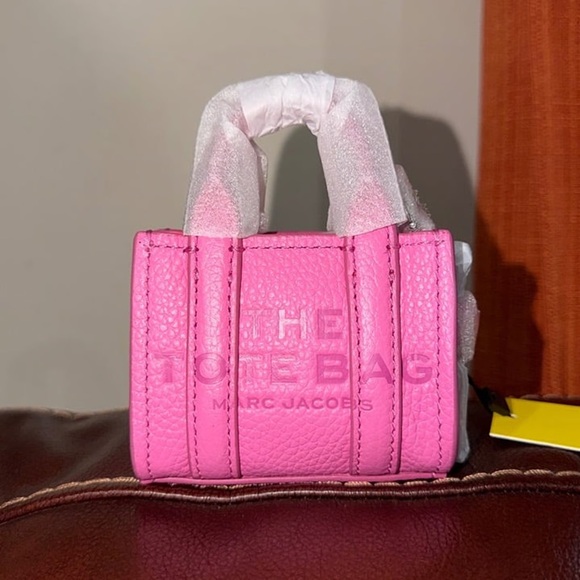 ‼️NEW Marc Jacobs Nano Micro The Tote Bag Pink Leather Satchel Crossbody Bag - Picture 7 of 10